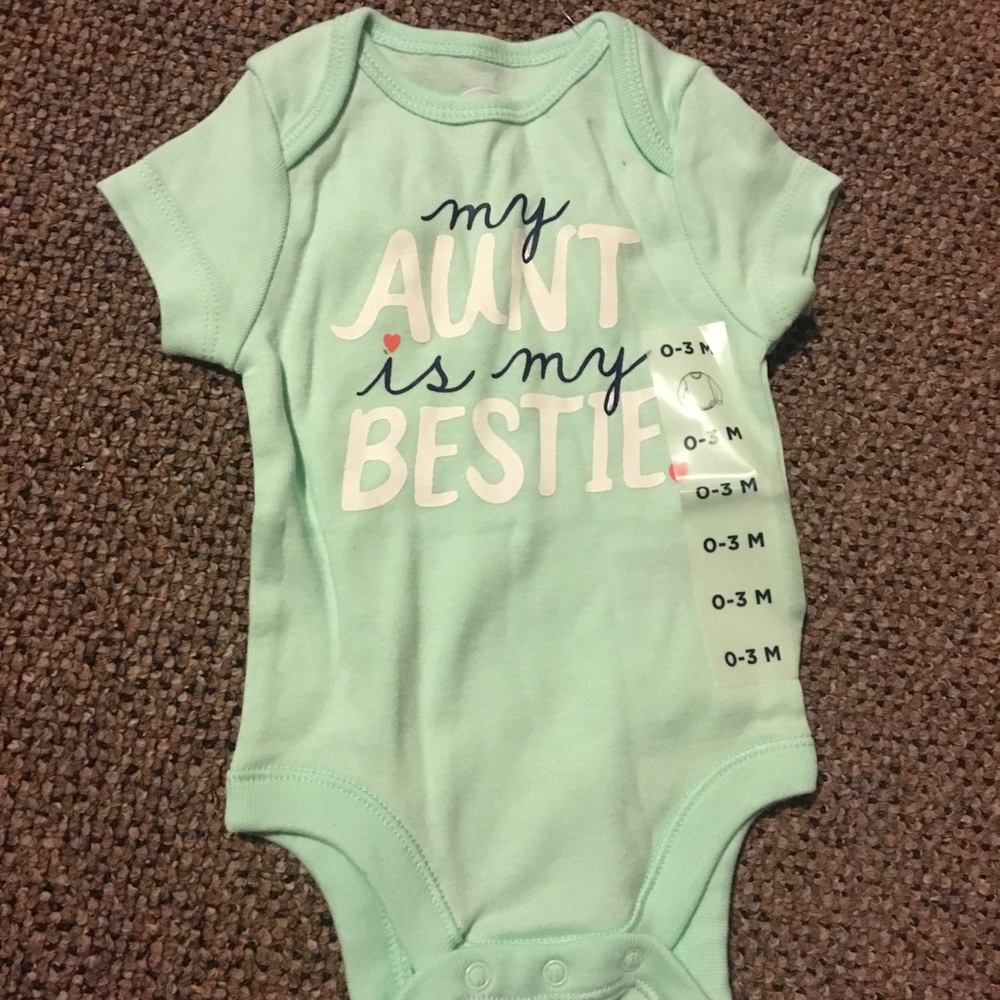 NWT teal auntie onesie
